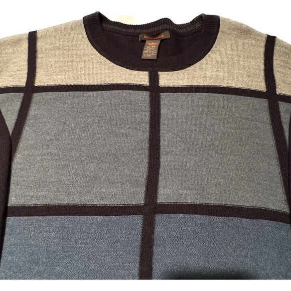 Dockers Men's Blk Blue Gray Color Block 90's Sweater‎ Retro Grandpa  XL - Picture 5 of 6